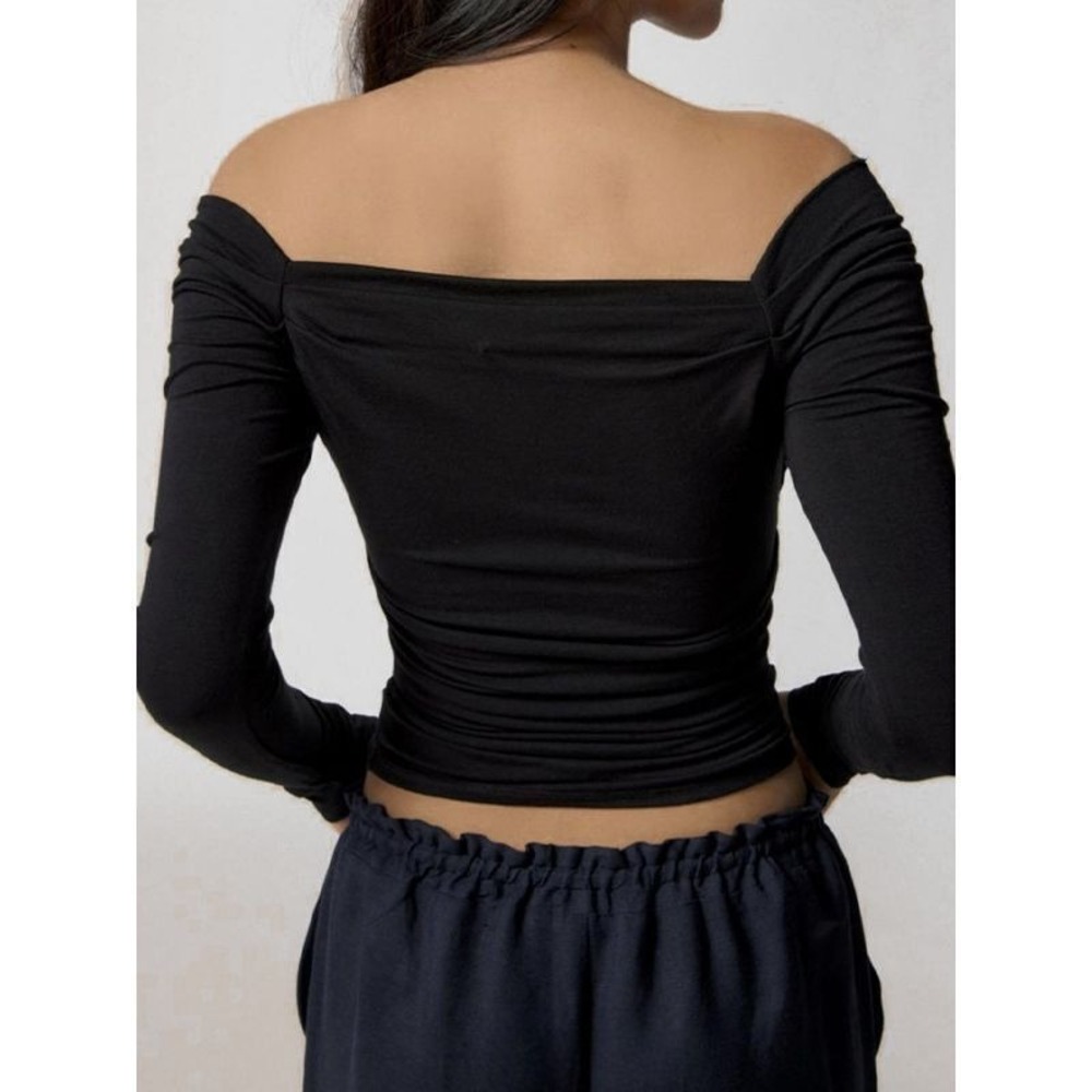 Commense Solid Off Shoulder‎ Crossover Shirring L… - image 3